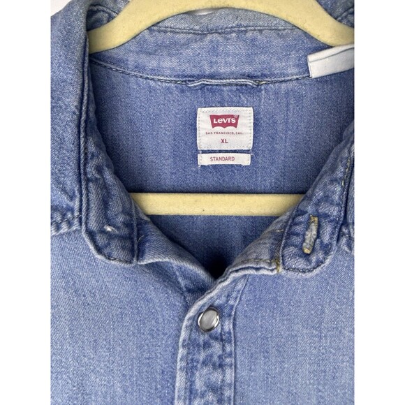Levi’s Standard Fit Western Denim Shirt Pearl Buttons Medium Wash Size XL - Picture 3 of 7